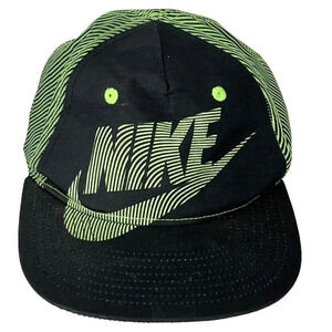 Youth Nike True Spellout Swoosh Hat Black & Green SnapBack Adjustable Cap Y 4/7
